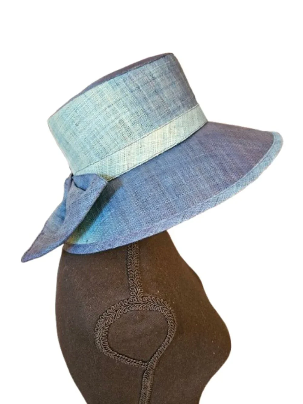 Liz Claiborne Vintage-inspired Blue Green Toned Sinamay Straw Derby Style Hat